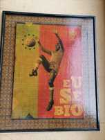 EUSÉBIO Quadro c/Foto/Cartaz Impresso Original 1961 c/40X47cm
