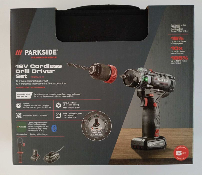 NOWY wiertarka wkrętarka 12V PARKSIDE PERFORMANCE PPBSSA 12 A1 aku 5Ah