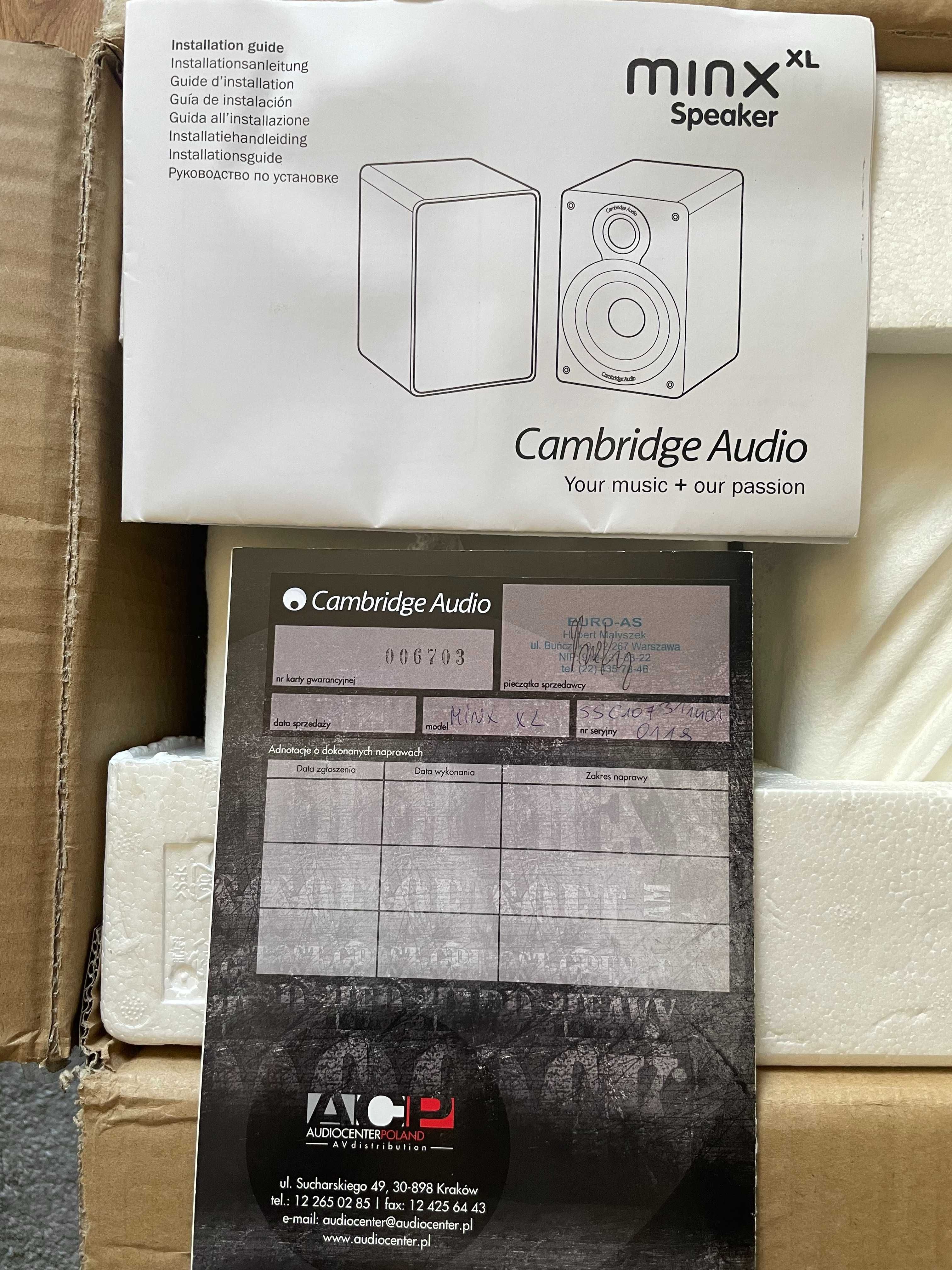 Kolumny Cambridge Audio Minx XL w stanie BDB w kartonie