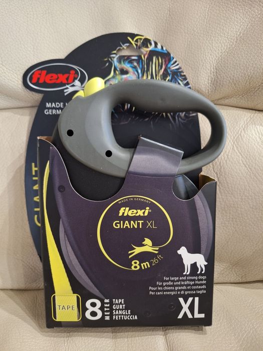 Neonowa smycz FLEXI Giant Taśma XL 8m do 75kg Neon