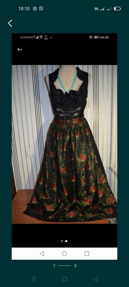 Сукня платье кантри з фартухом атласне Чорна покоївка гот стайл