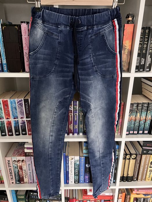 Spodnie z lampasem, jeansowe 36/S