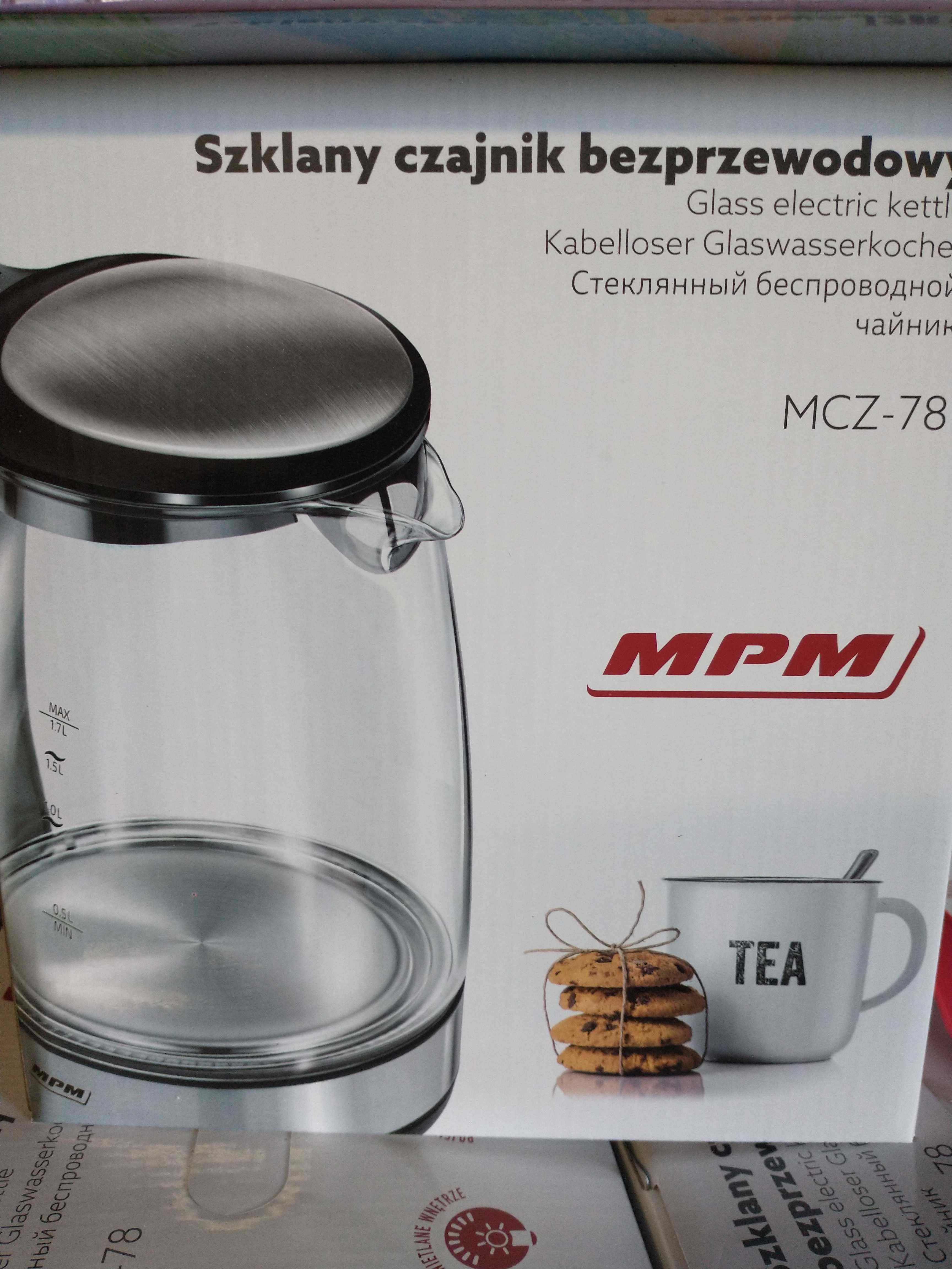 nowy szklany elektyczny czajnik do wody bezprzewodowy MPM