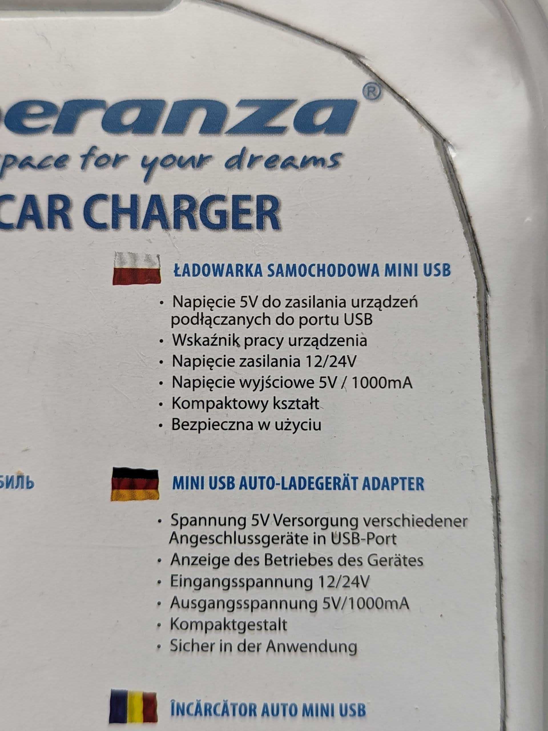 Ładowarki samochodowe ZESTAW 5 szt. / mini USB 5V-1A / USB / + GRATIS!