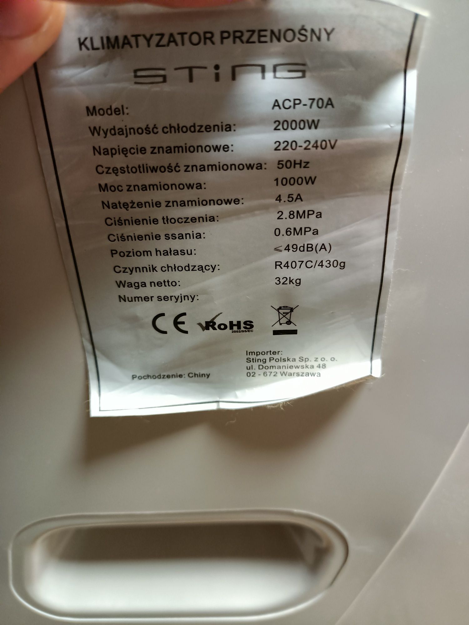Klimatyzator osuszacz Sting