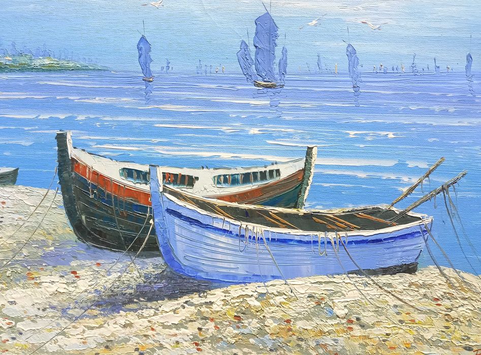 Pejzaż morski, olej/płótno, R. Danford, poł. XX w.