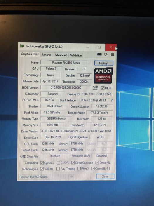 Placa gráfica Radeon RX 560 sapphire