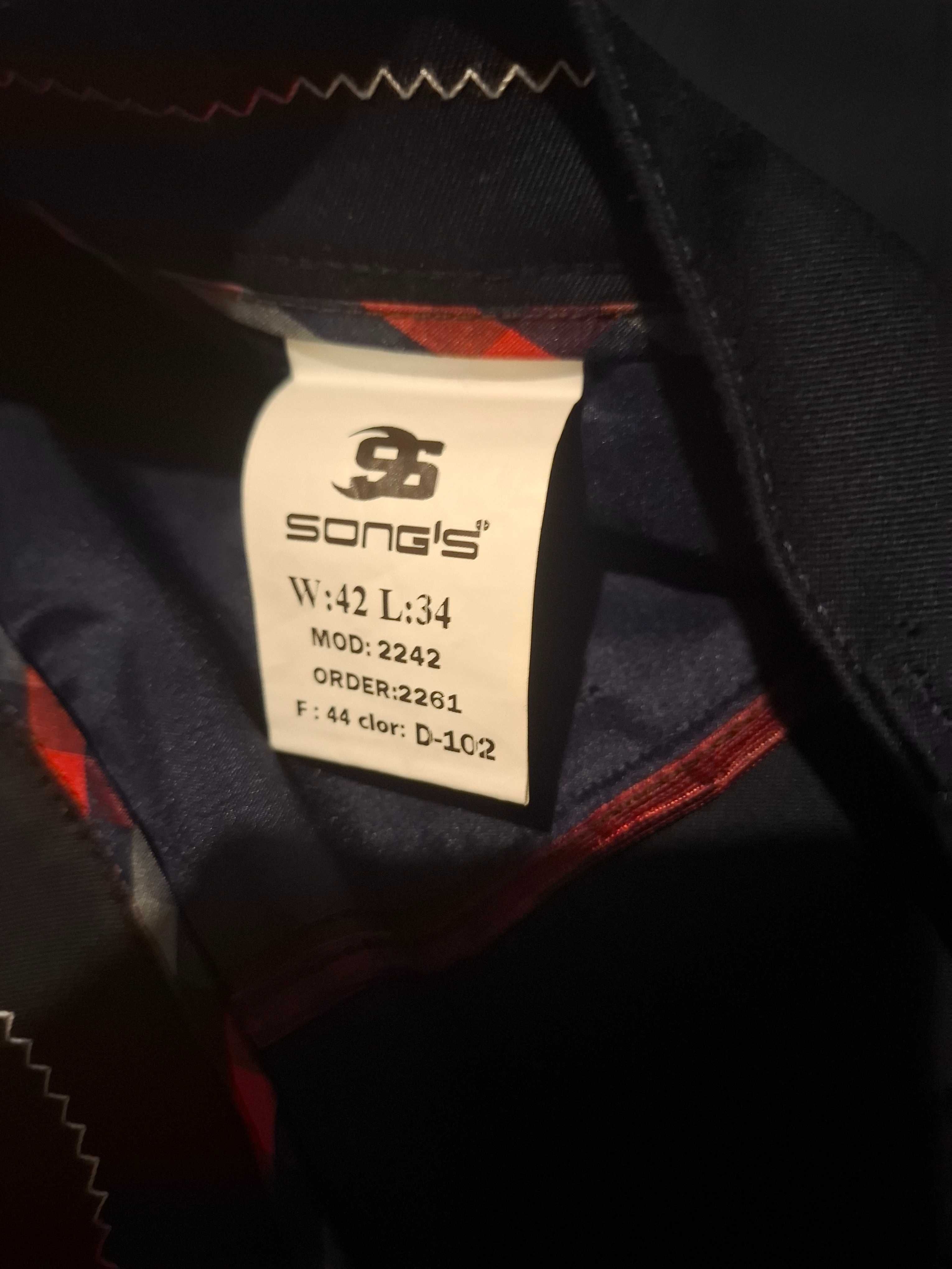 Eleganckie proste spodnie garniturowe męskie W42