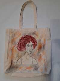 Эко-сумка из саржи Девушка с красными волосами