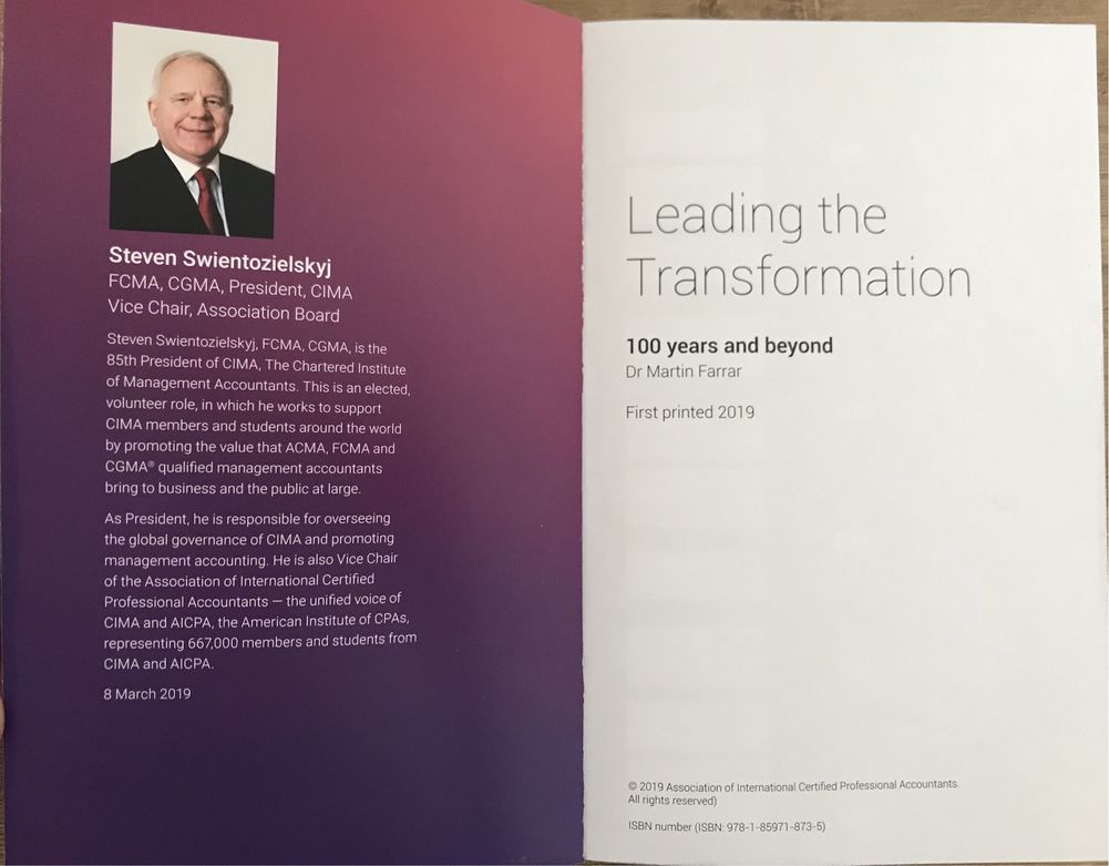'CIMA Leading the transformation. 100 years and beyond'