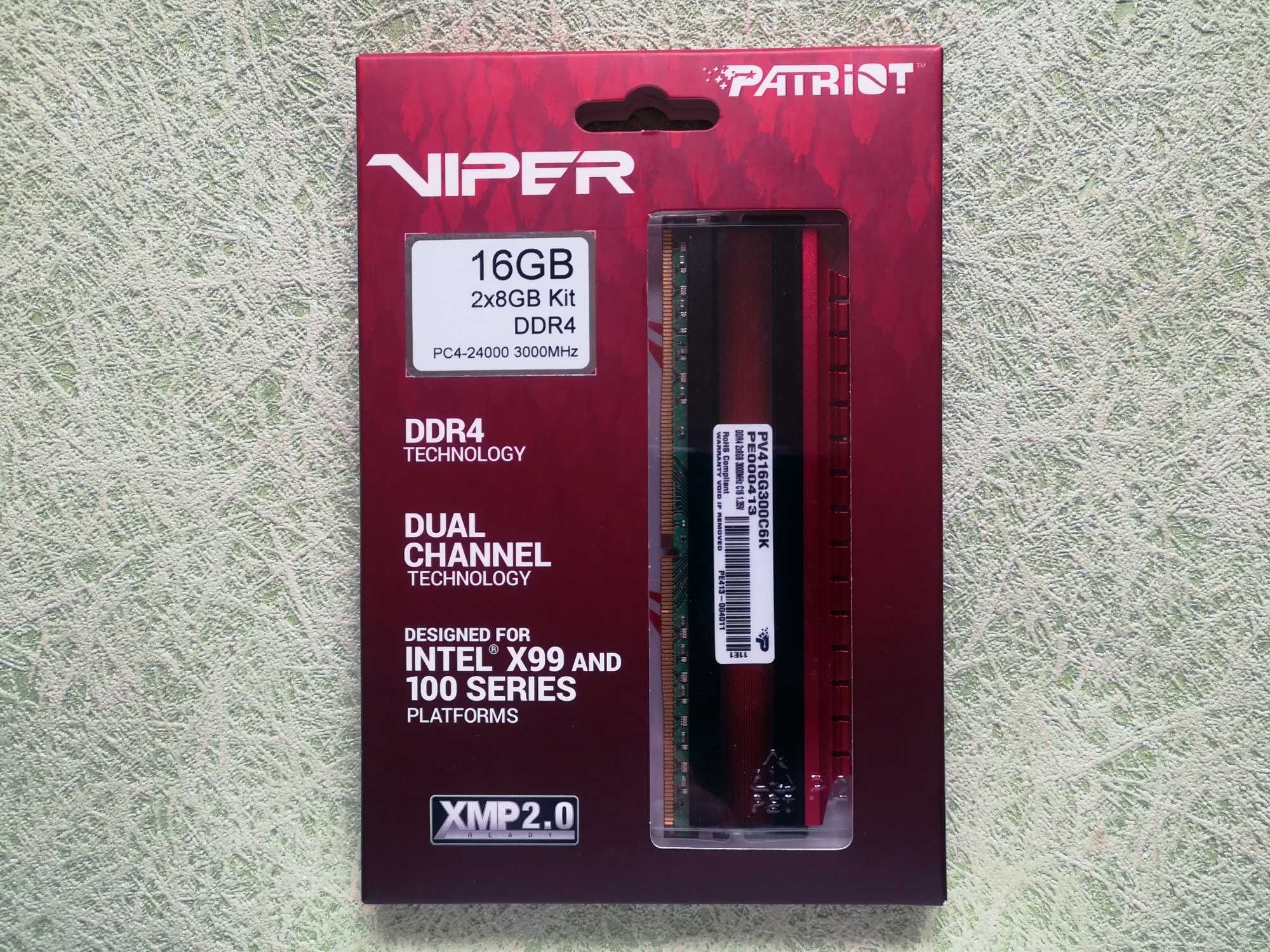 Оперативна пам'ять DDR4 Patriot 16Gb  (2х8Gb)  3000 Мгц