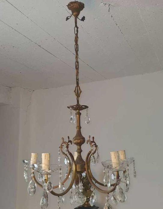 Антикварная люстра Светильник Хрусталь Бронза