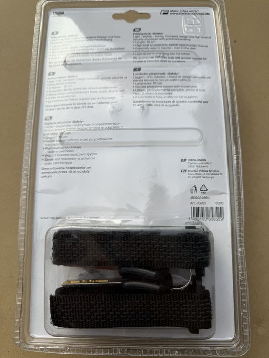 Zapięcie rowerowe składane z uchwytem Fischer 85 cm