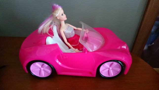 Samochód kabriolet różowy i Lalka Barbie