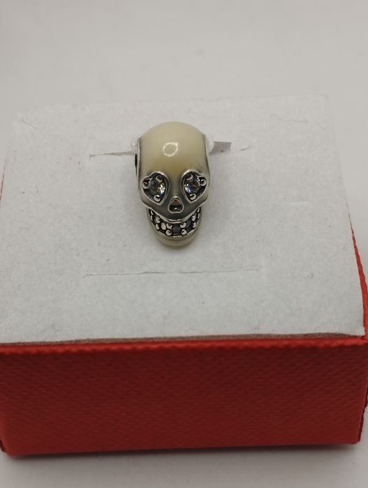 Srebrny charms do Pandory, czaszka, próba 925