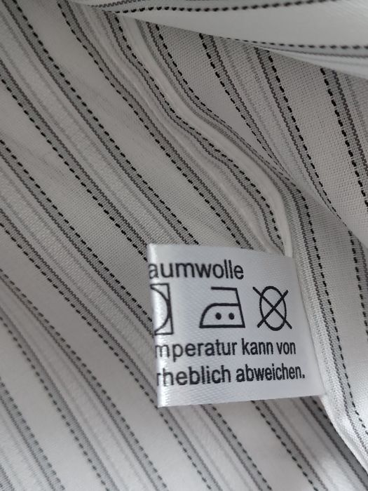 Elegancka bawełniana koszula biała rozm 45/46 pionowe szare paski Walb