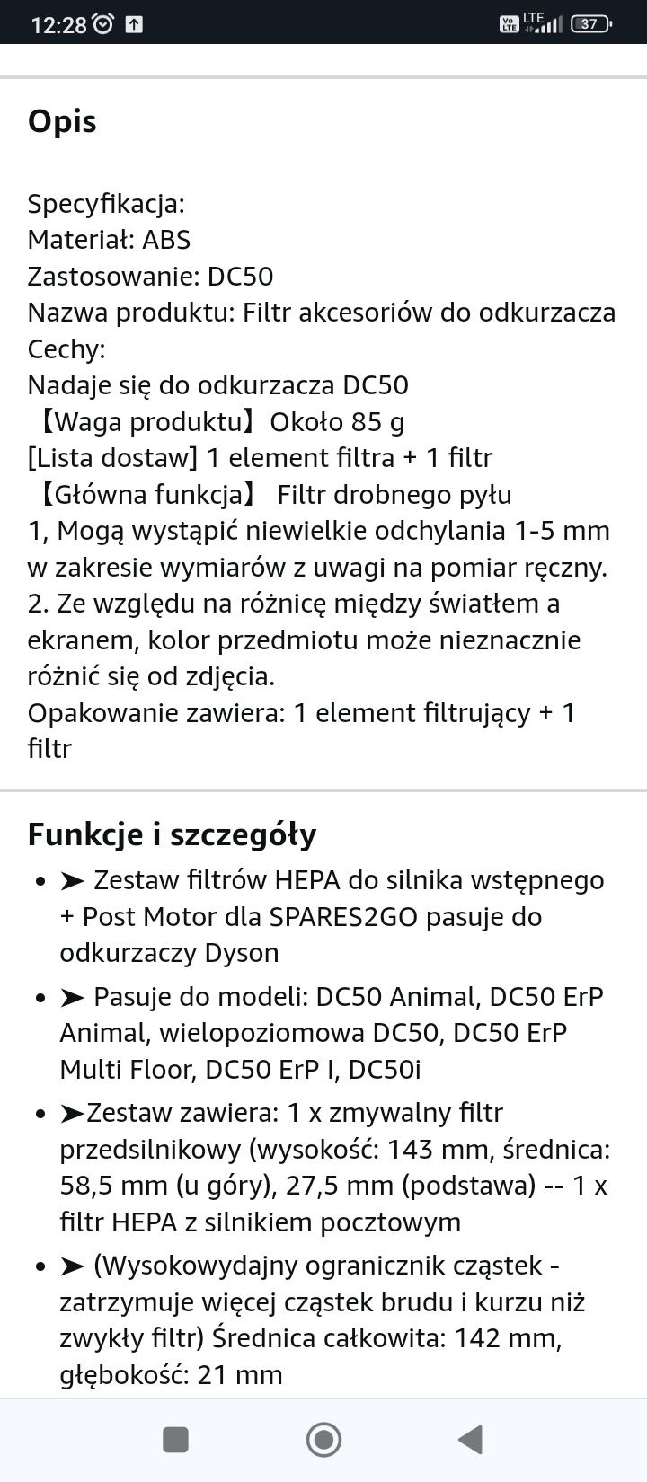 Filtr do odkurzacza Dyson zwierząt