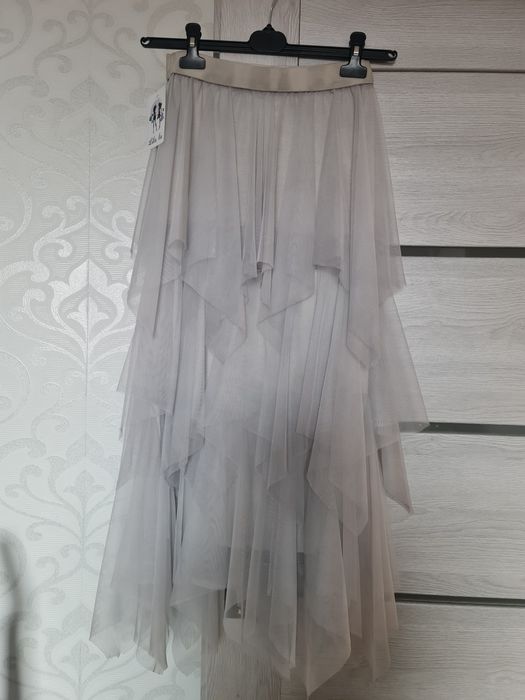 Spódnica długa tiulowa, popiel r. M