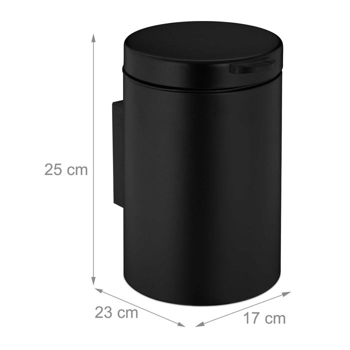 Kosz łazienkowy wiszący 3 litry czarny Relaxdays
