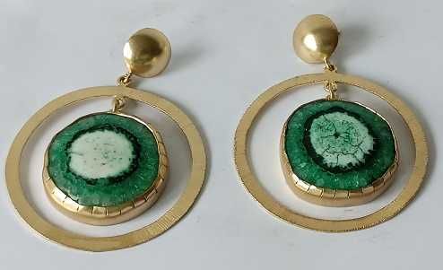 kolczyki wiszące z kamieniem naturalnym, handmade