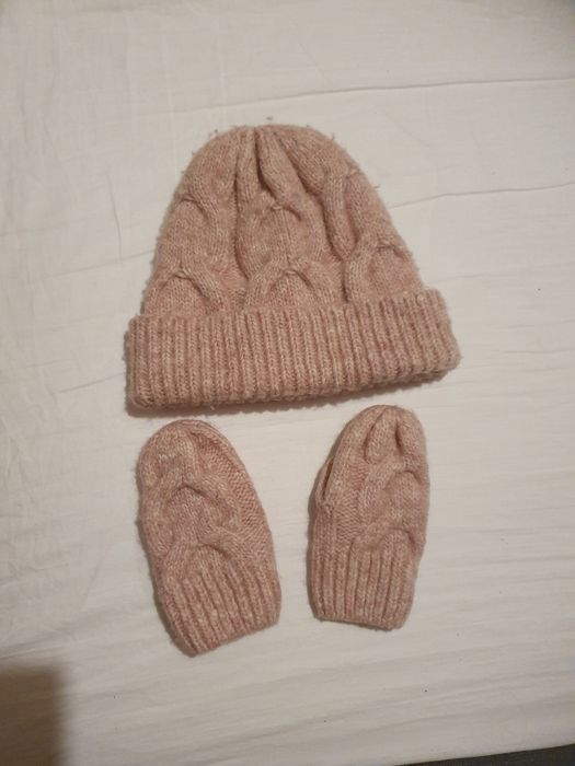 Zestaw zimowy czapka i rękawiczki H&M wełna 74/80