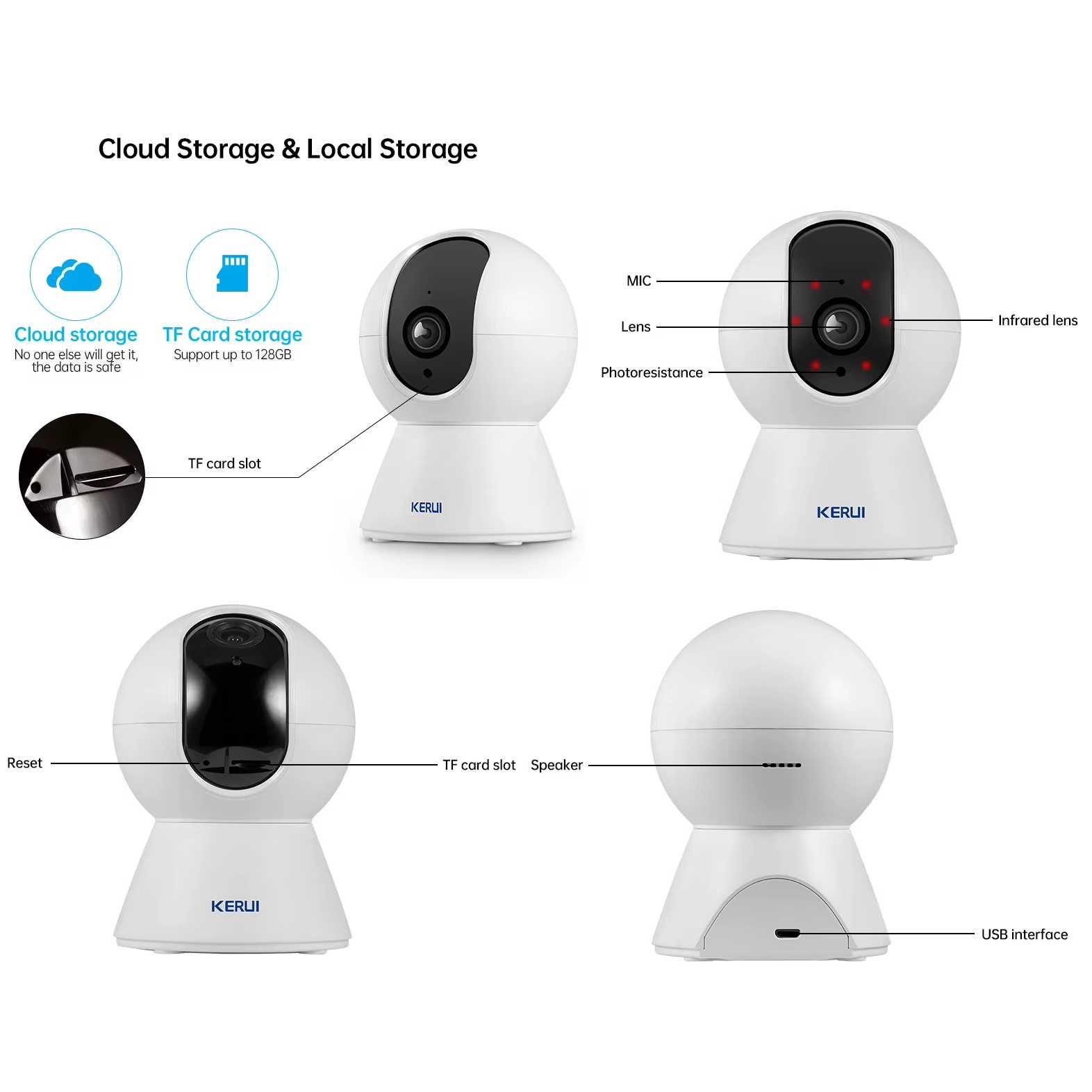 KERUI 5MP Tuya Домашня IP Wi-Fi PTZ камера Спостереження зі Стеженням