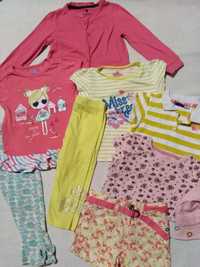 Bluzki, spódniczki, spodnie, legginsy zestaw roz. 104-110