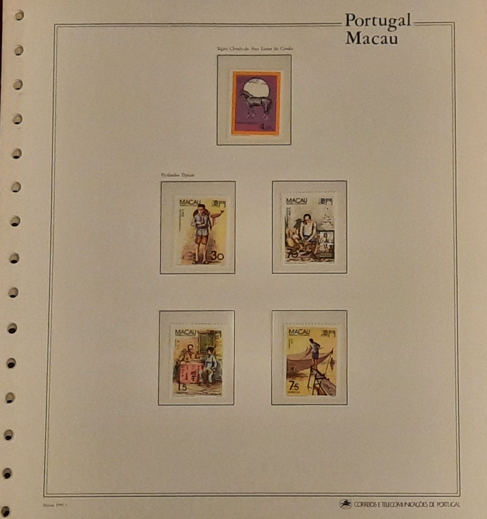 Colecção selos,carteira,blocos Macau ano 1990