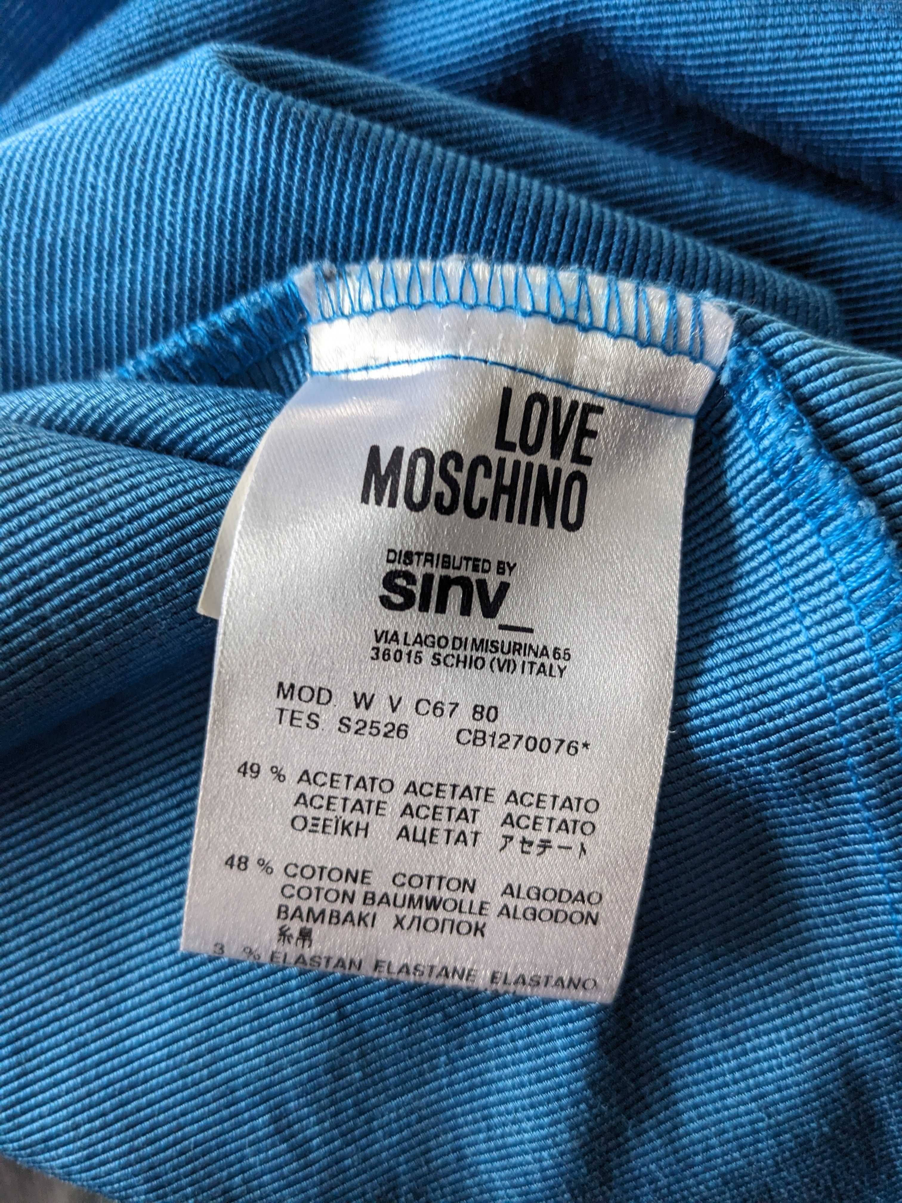 Błękitna sukienka koktajlowa / biurowa Love Moschino