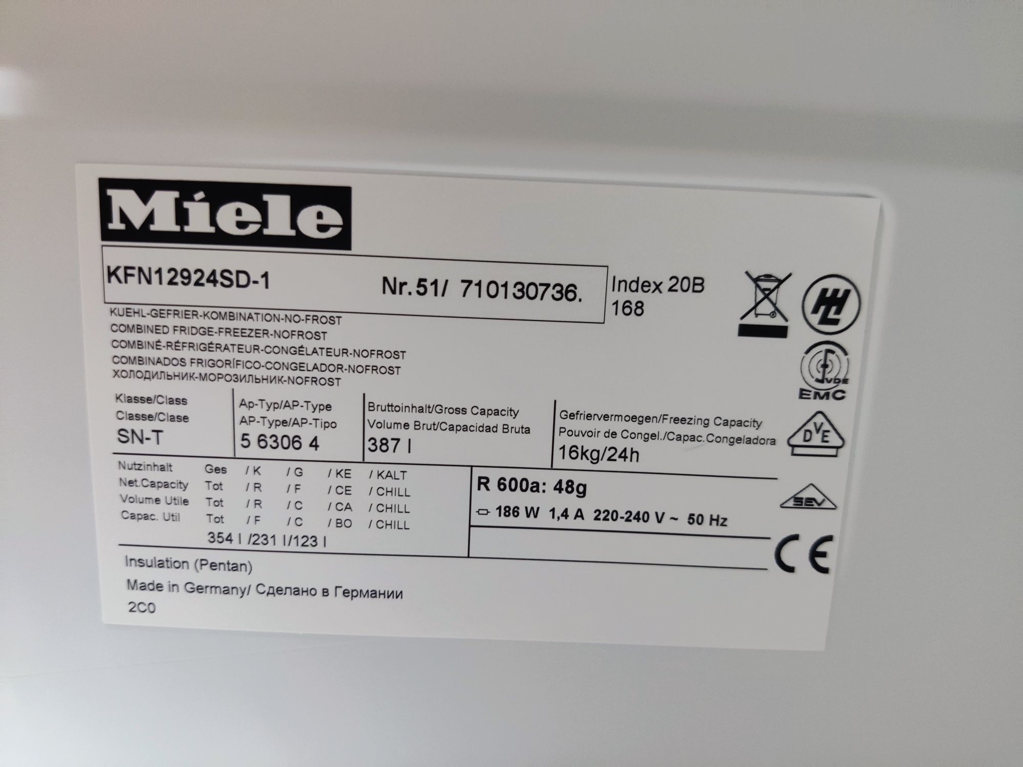 Miele™ KFN12924SD.Шикарный холодильник белого цвета. 2 метра. Германия