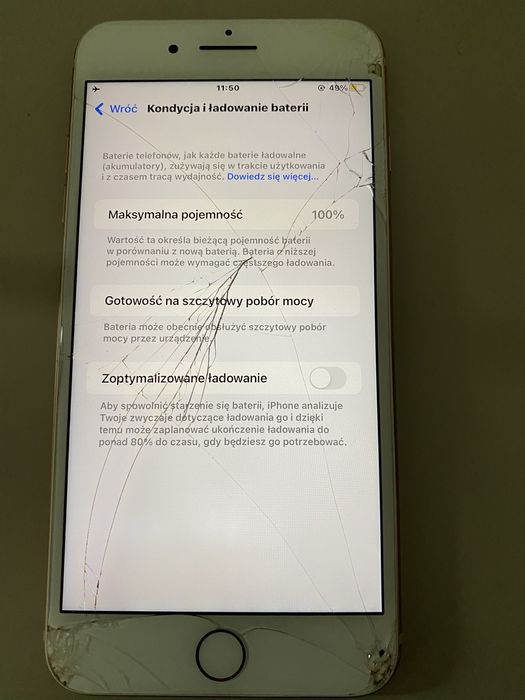 iPhone 8 Plus 64GB – sprawny, pękniety ekran