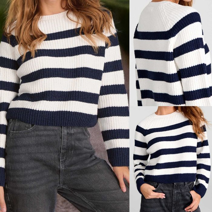 Damski sweter w paski L 40, nowy