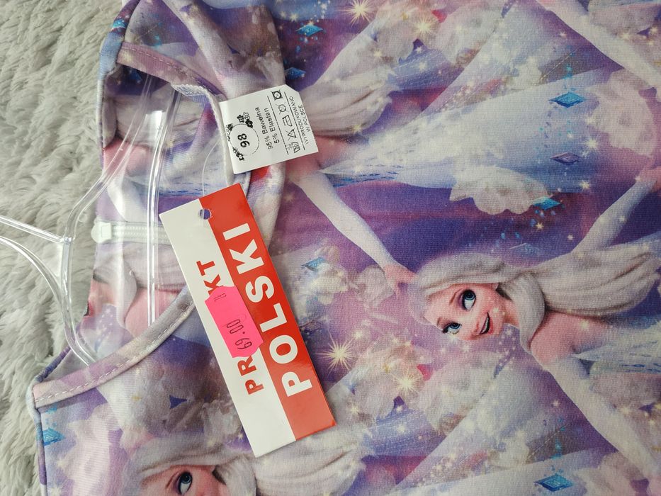 Nowa sukienka na długi rękaw/fiolet/Elsa/Kraina Lodu/handmade/r.92/98