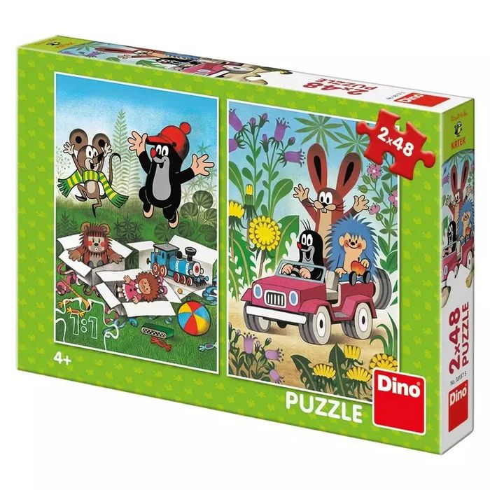 Puzzle Dino Krecik 2 elementów Dino Krtek se raduje: puzzle 2x48 dílků
