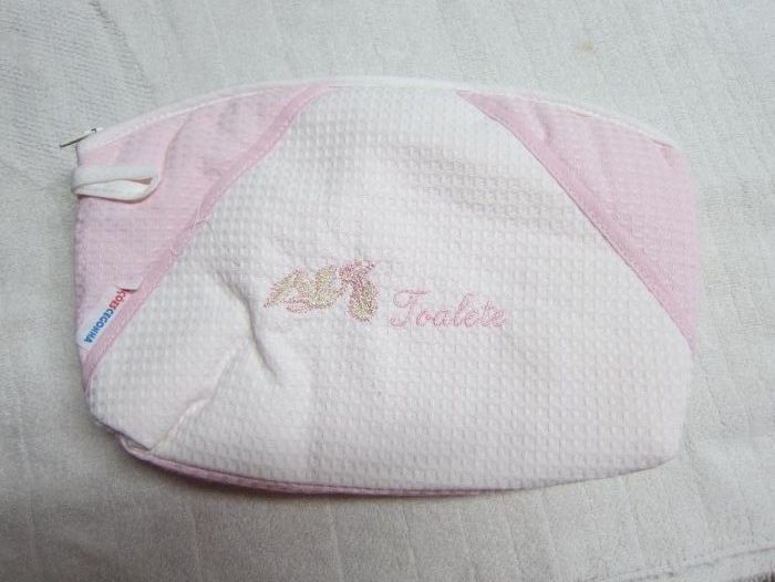 Saco de Bébé Criações Cegonha Rosa e Branco 27cm x 19cm Novo