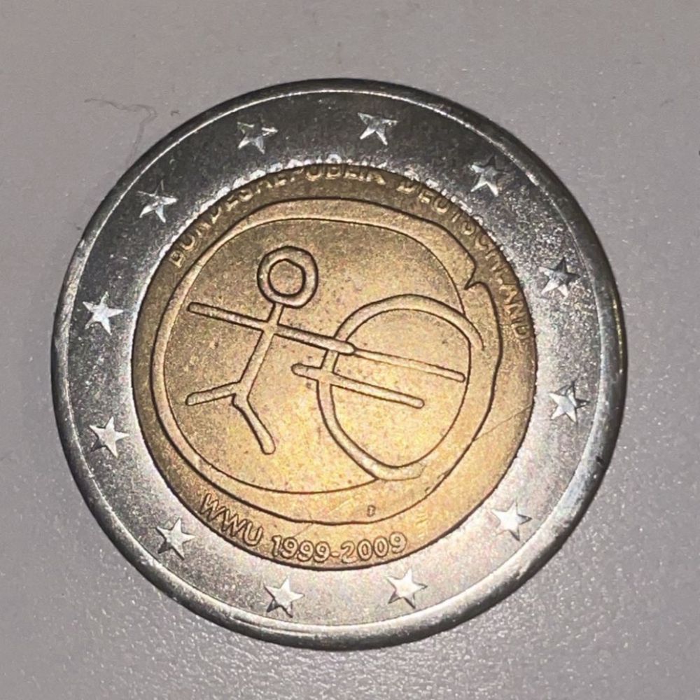 Moeda de 2 € da alemanha com defeito