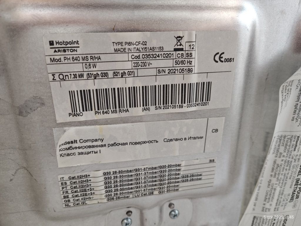 Płyta gazowa czarna matowa hotpoint