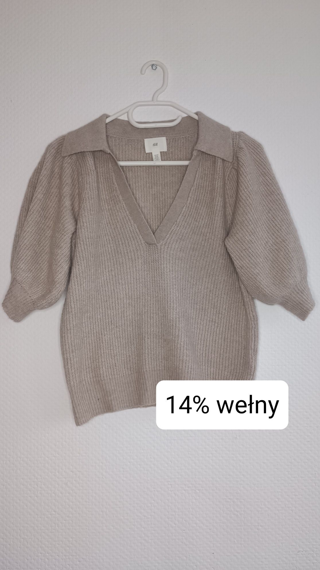 Sweterek H&M oversize XS wełna beż