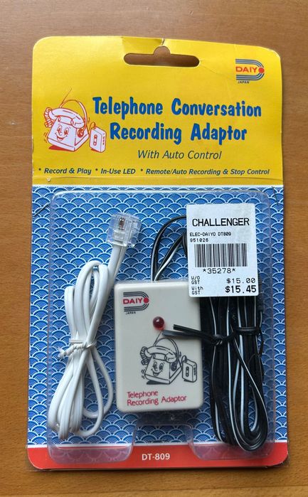 Vintage New Daiyo Telephone Conversation Recording Adaptor (DT-809)