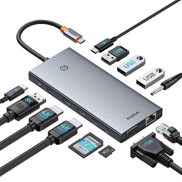 HUB Baseus PortalJoy Series 13w1 USB-C - 2x HDMI / DP / VGA / USB-A 3.