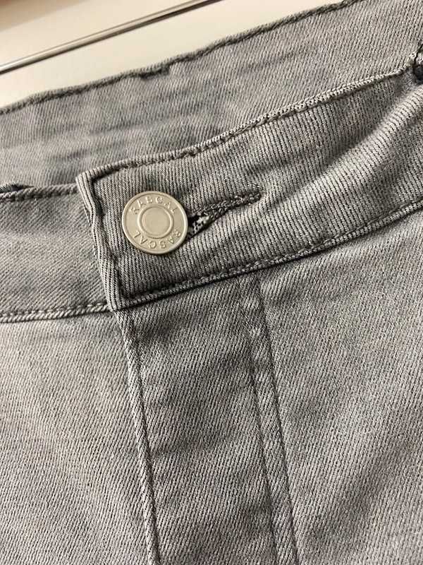 Szare spodnie rurki z wysokim stanem zamki na nogawkach Rascal L/XL