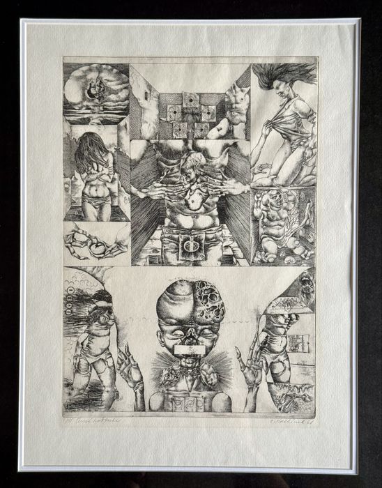 OLDŘICH KULHÁNEK akwaforta „Czarna godzina” 1968 r.