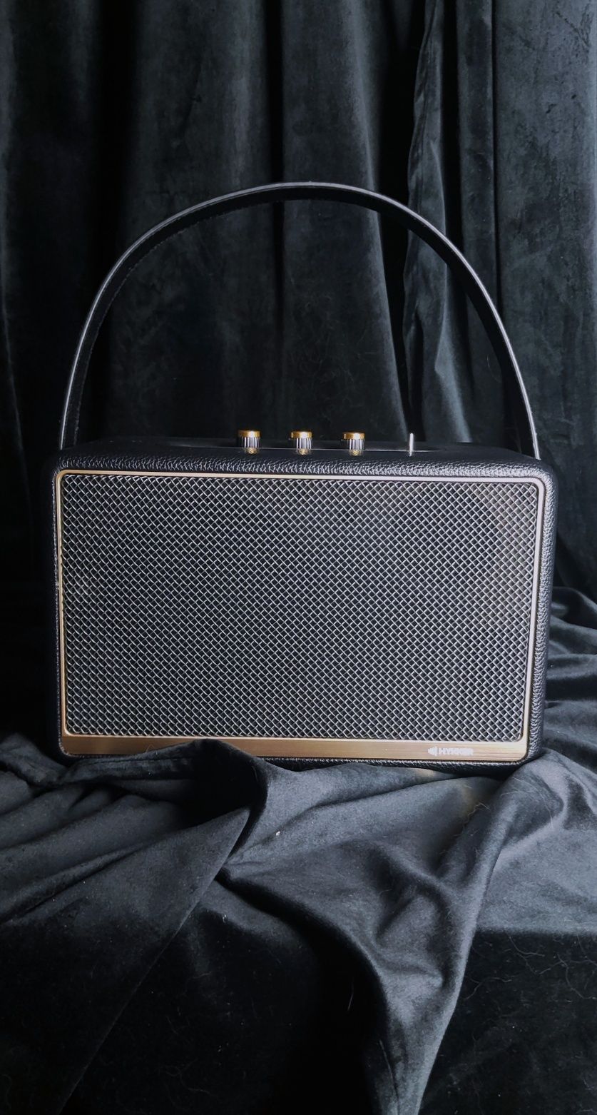 Duży Czarny Mobilny przenośny głośnik bluetooth portable radio vintage