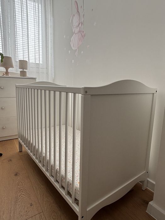 Łóżeczko dziecięce białe 60x120, marka Ikea Smagora + materac