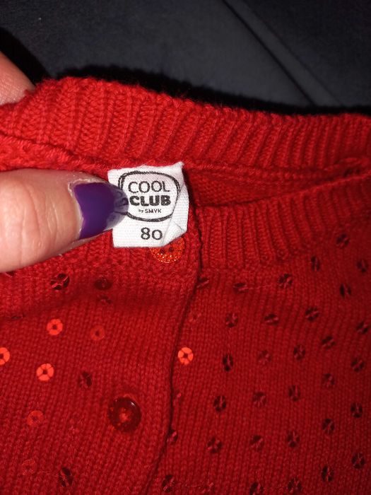 Bardzo ładny ciepły czerwony sweter 80