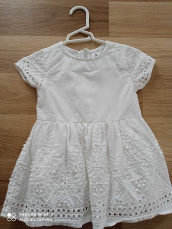 Sukienka koronkowa, biała, krótki rękaw, Coccodrillo, r. 62