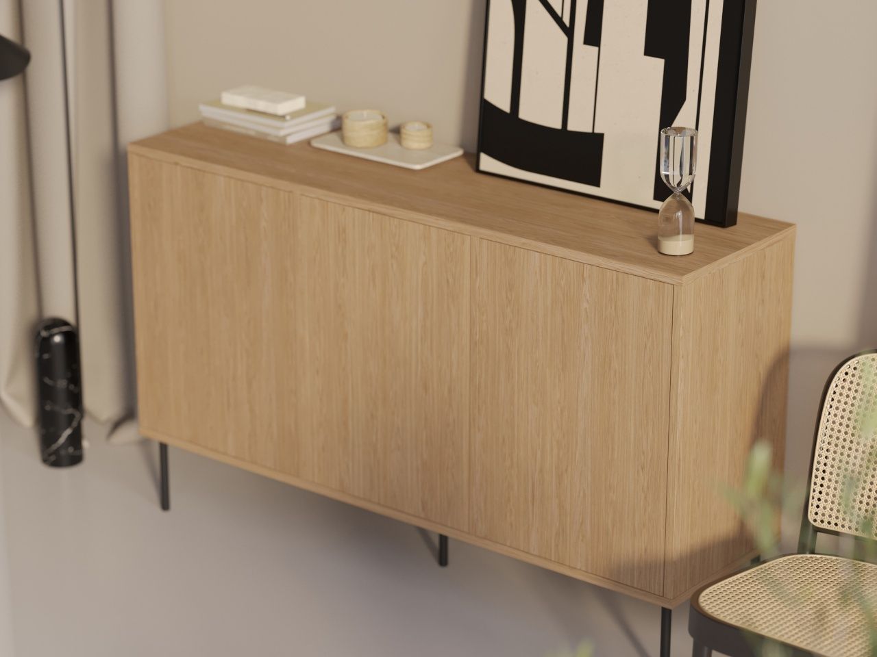 Komoda dębowa w stylu Loft 143 cm (dąb fornir u stolarzy)