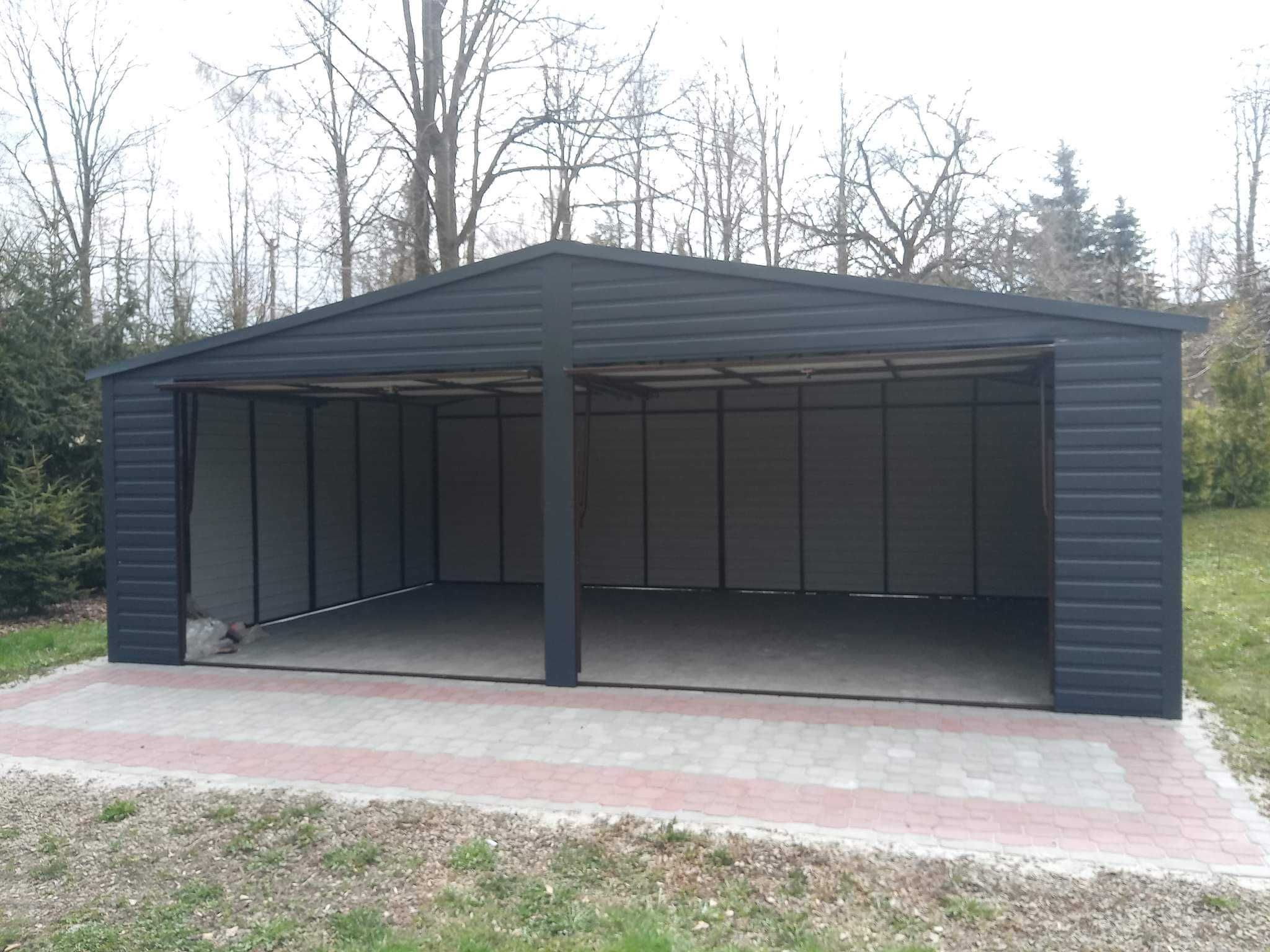 Garaż blaszany 7x5 profil ral 7016 grafit filc panel poziomy