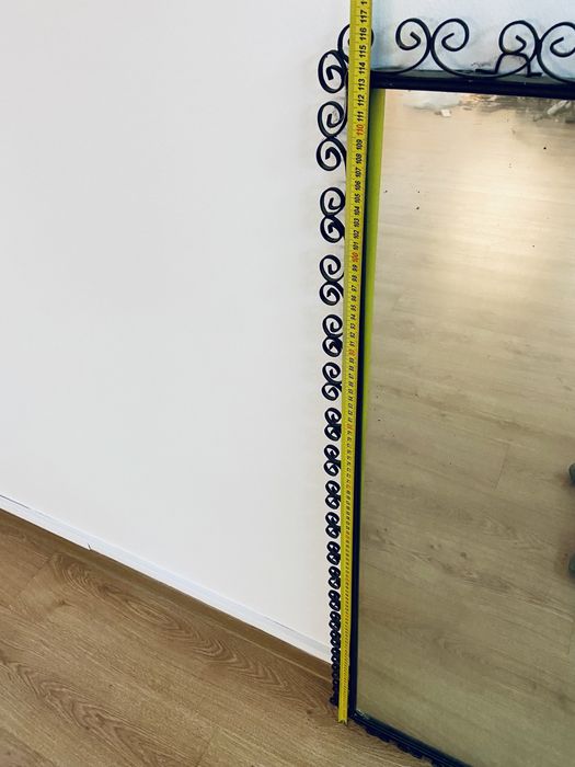 Lustro RAMA metalowa vintage PRL 117 x 50 cm czarna loft