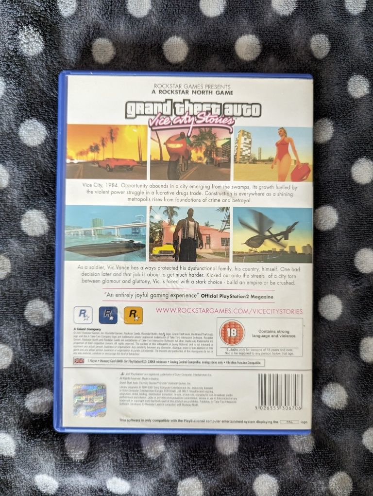 Gra GTA Vice City Stories PS2 pudełko retro mapa karta